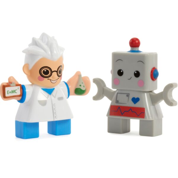 Dvi figūrėlės – mokslininkas ir robotas