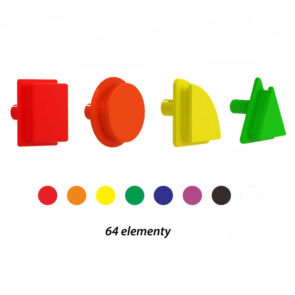Geometrinių figūrų kaiščių rinkinys 64vnt – STEM lentoms