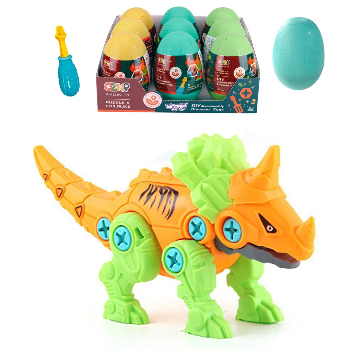 Konstrukcinis dinozauras kiaušinyje su atsuktuvu – Ceratopas