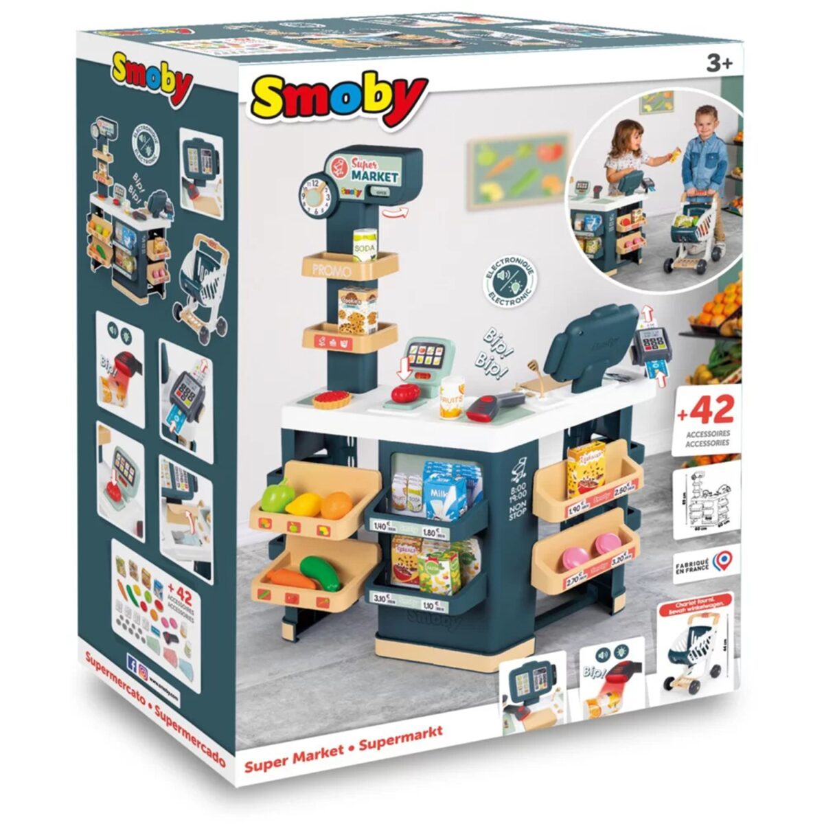 SMOBY prekybos centras su elektronine kasa ir skaitytuvu